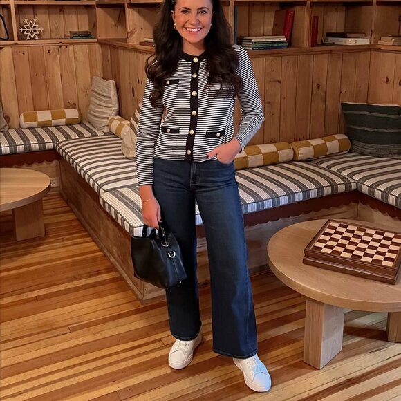 NWOT J.Crew Vintage Rib Knit Lady Jacket in Stripe sz L Nautical Preppy Classic - Picture 6 of 16